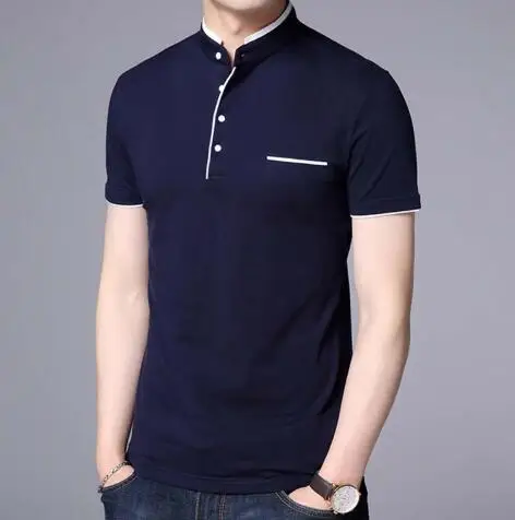 

2019 new men's polo shirt brand men's short-sleeved casual slim body pure color men's fashion polo shirt Homme summer men's m-4x