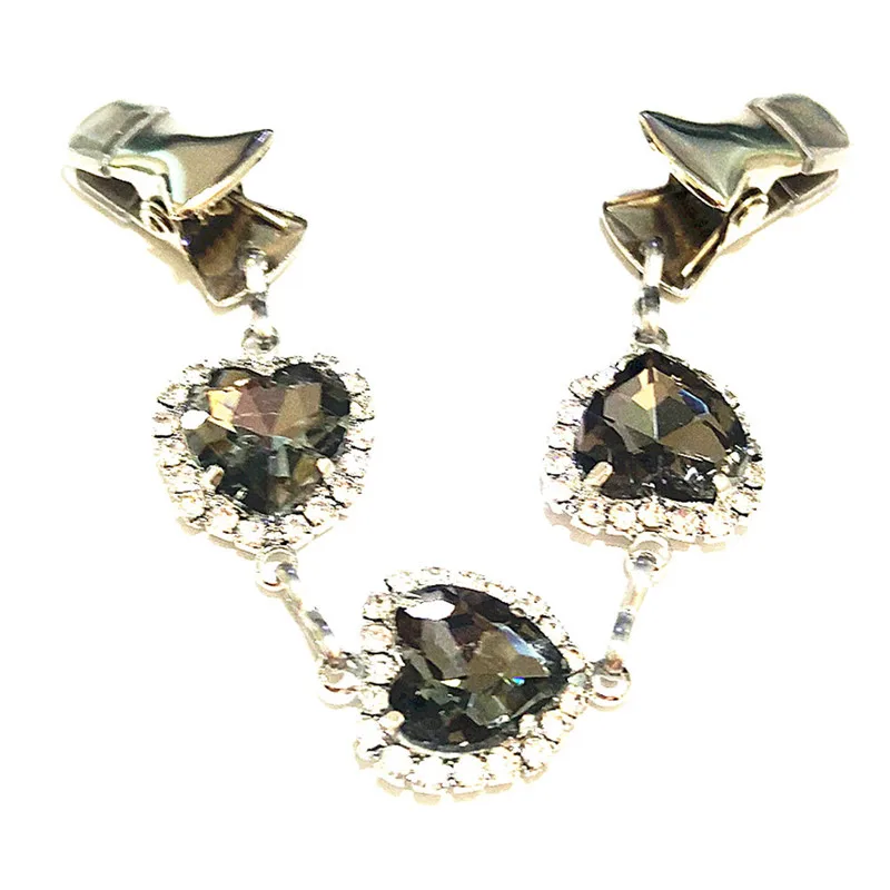 Gray Crystal Heart Cloak Clasp Elegant Rhinestone Sweater Cardigan Clip Women Brooch Scarf Guard Clips Cape Clamps | Украшения и