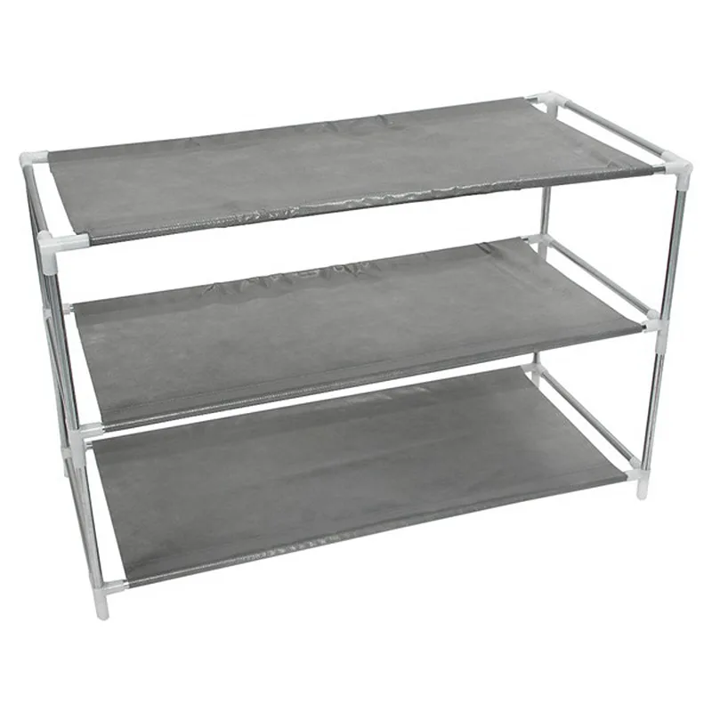 5 أنماط 2-6Layers المعادن + النسيج القابلة للإزالة الباب خزانة الأحذية الرف DIY أحذية التخزين رف للأحذية المنظم رمادي