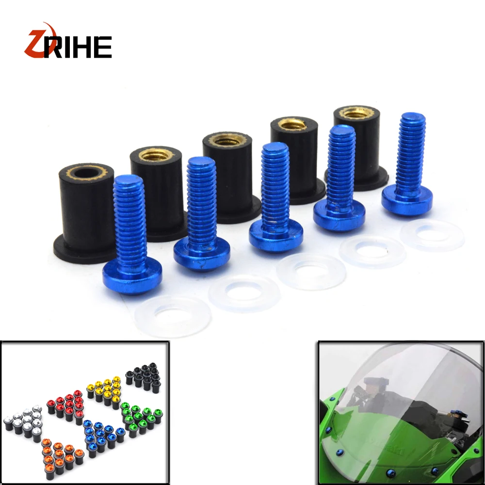 5pcs Universal motorcycle Windshield Spike Bolts Screw Nuts For SUZUKI