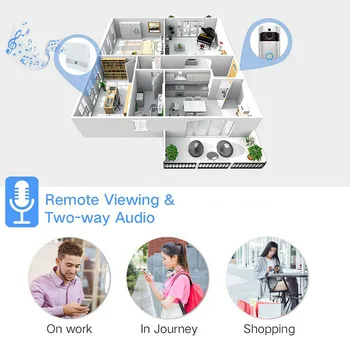 

Smart WiFi Door Bell Kit Wireless IR Video Visual Camera Intercom Home Security Device UY8