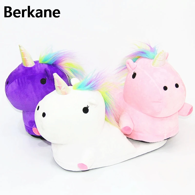 Plush Unicorn Slippers Adult Women 2018 Girls Unisex Home Indoor Chausson Licorne Shoes Bedroom Fluffty Warm Winter Soft Grown