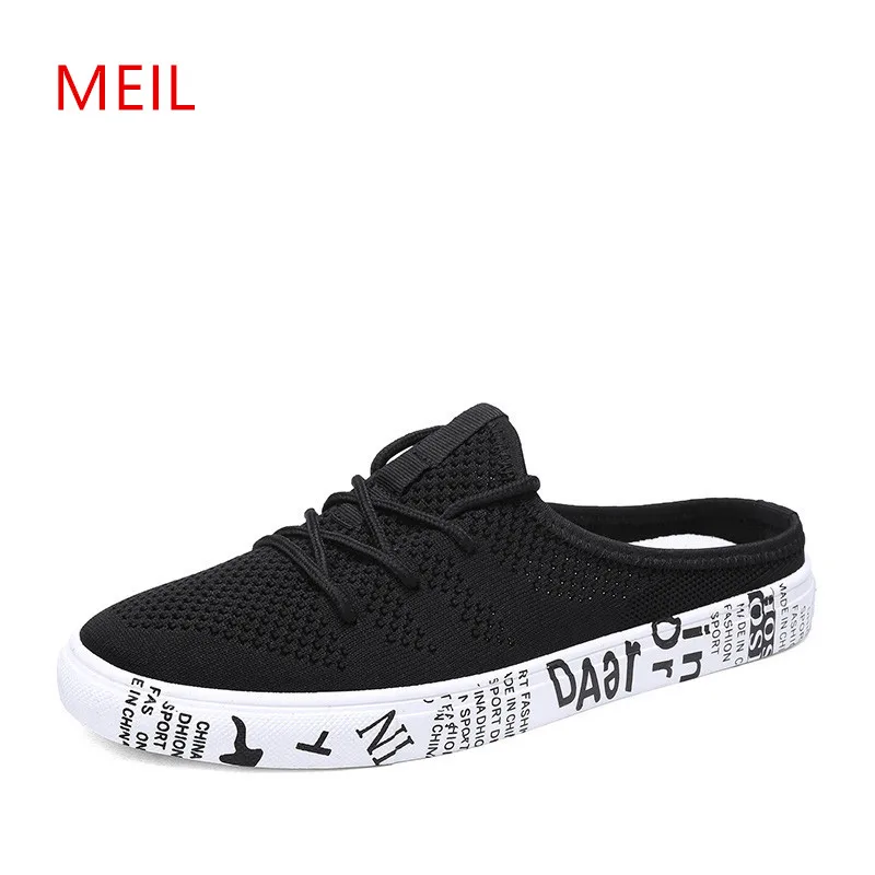 

2018 Brand Casual Breathable Mesh Summer Shoes Men Loafers Mens Slip On Shoes Men Half Slippers Walking Flat Shoes Men Footwear