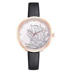 Montre femme 2018 relojes для женщин мода печатных без номеров Круглый циферблат Кварцевые искусственная кожа наручные часы relogios