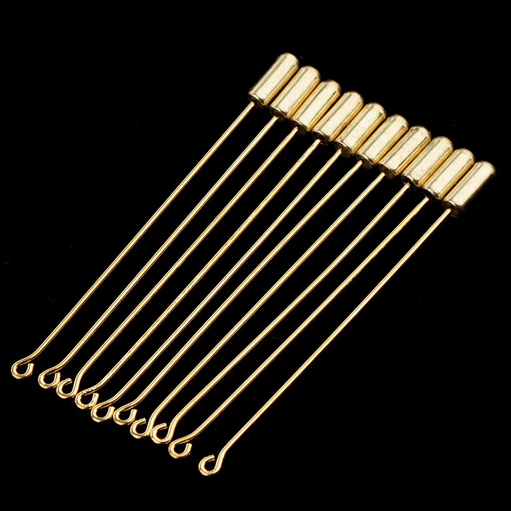 

10 Pieces 7.1cm Retro Long Needle Plug Lapel Stick Hat Scarf Brooch Boutonniere Pin Gold