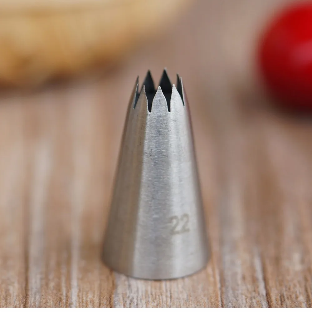 22 Small Size Open Star Icing Nozzle Piping Tip Stainless Steel Cake