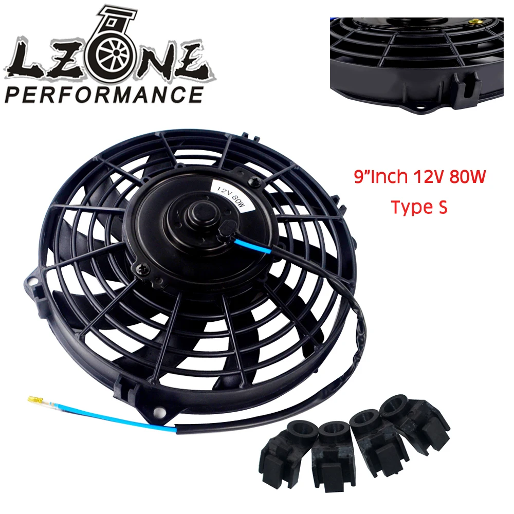 LZONE-9 дюймов Универсальный 12 в 80 Вт Тонкий Реверсивный электрический радиатор авто вентилятор Push Pull с монтажным комплектом Тип S " JR-FAN9