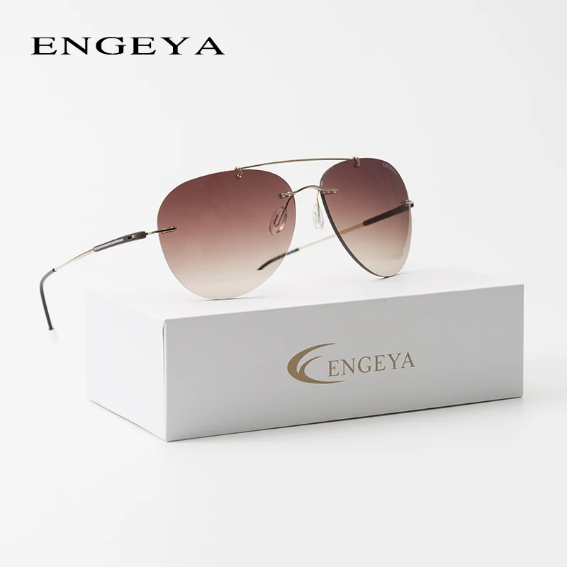 ENGEYA, нержавеющая сталь, супер светильник, без оправы, солнцезащитные очки, фирменный дизайн, модные солнцезащитные очки для мужчин, для вождения, рыбалки# T11007