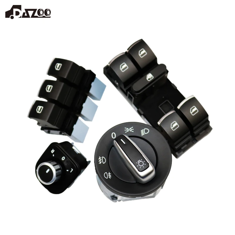 

DAZOO Chrome head light Mirror Window Switch For VW Passat B6 Tiguan Jetta Golf MK5 MK6 CC 5ND941431A 5ND959857 5ND959855