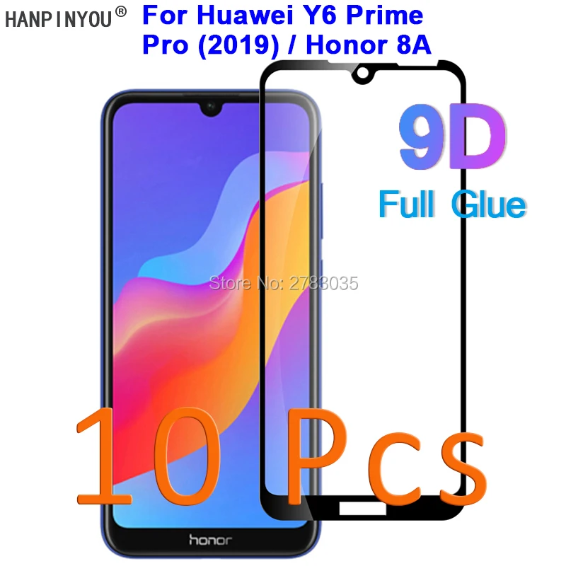 10 шт./лот для Huawei Y6 Prime Pro 2019 / Honor 8A 5D 6D 9D полное клеевое Покрытие Закаленное стекло
