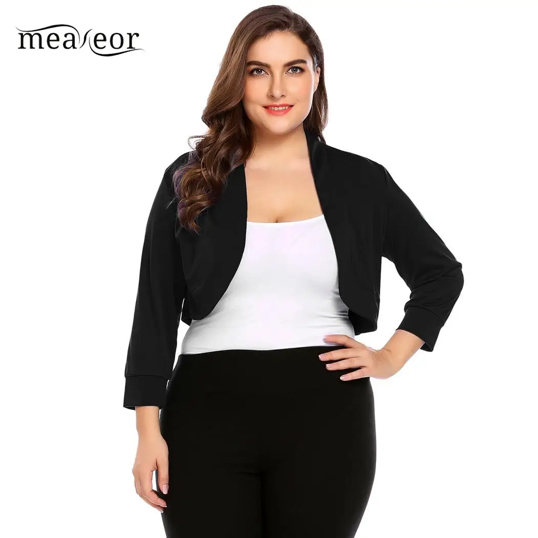 Meaneor женские короткие болеро большие размеры XL 5XL рукав 3/4 осенние пальто