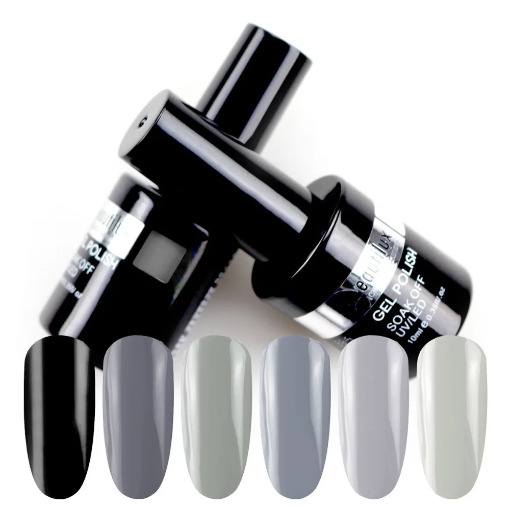 

Grey Color Gel polish Black Dark Light Grey Color UV LED Soak Off Gel Nail Polish Nails Gel Varnish Gels Lacquer Esmalte 10ml
