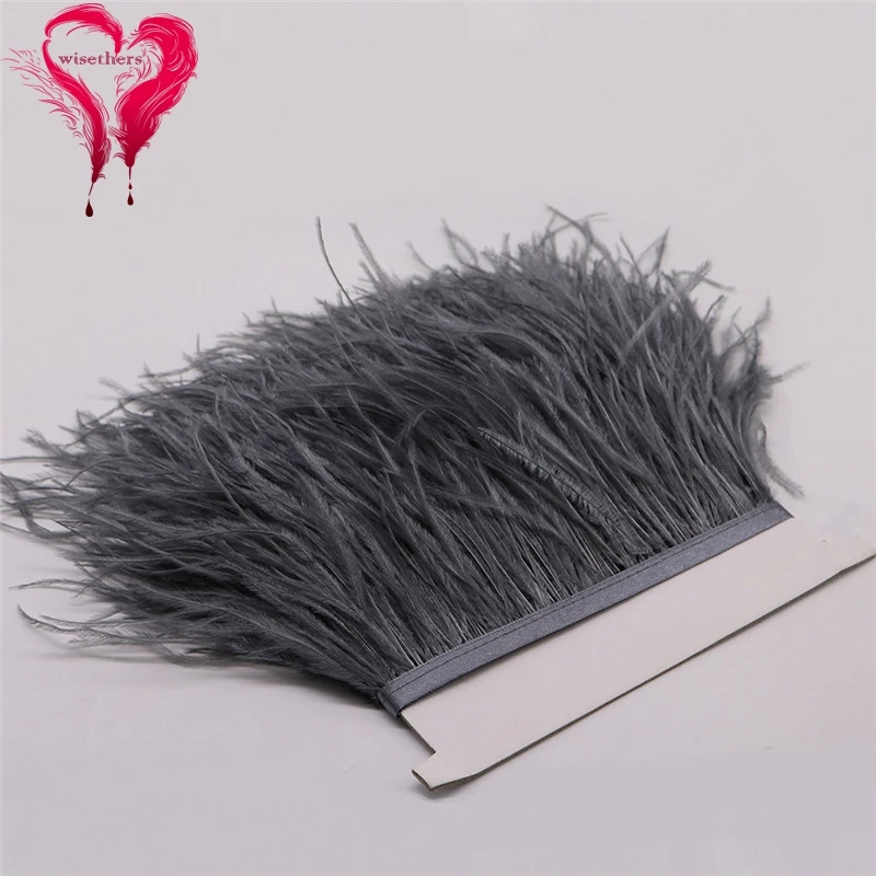 20 dark gray ostrich feather fringe 3