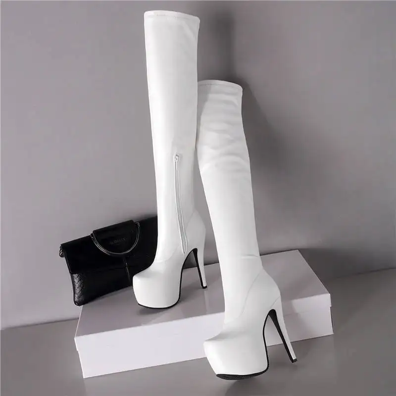 Smirnova/ г. Модная осенне-зимняя обувь пикантные женские ботфорты на очень высоком каблуке женские сапоги на платформе размера плюс 33-48