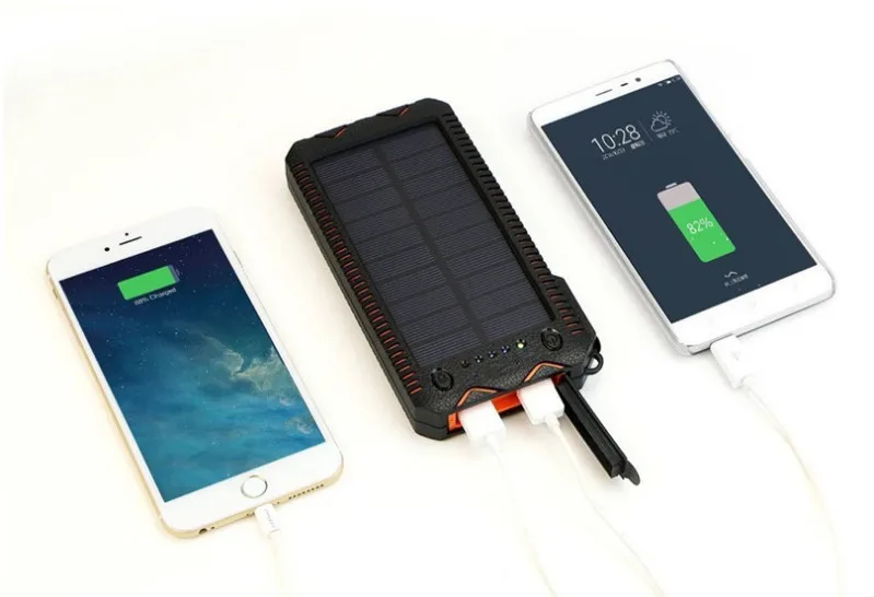 a prueba de agua a prueba de polvo,Cargador con 1 L/ámpara LED y 2 Salidas US Bater/ía Externa Solar Bater/ía de Emergencia Cargador Solar a Prueba de Agua Funda,Mini caja de pol/ímero de gran capacidad
