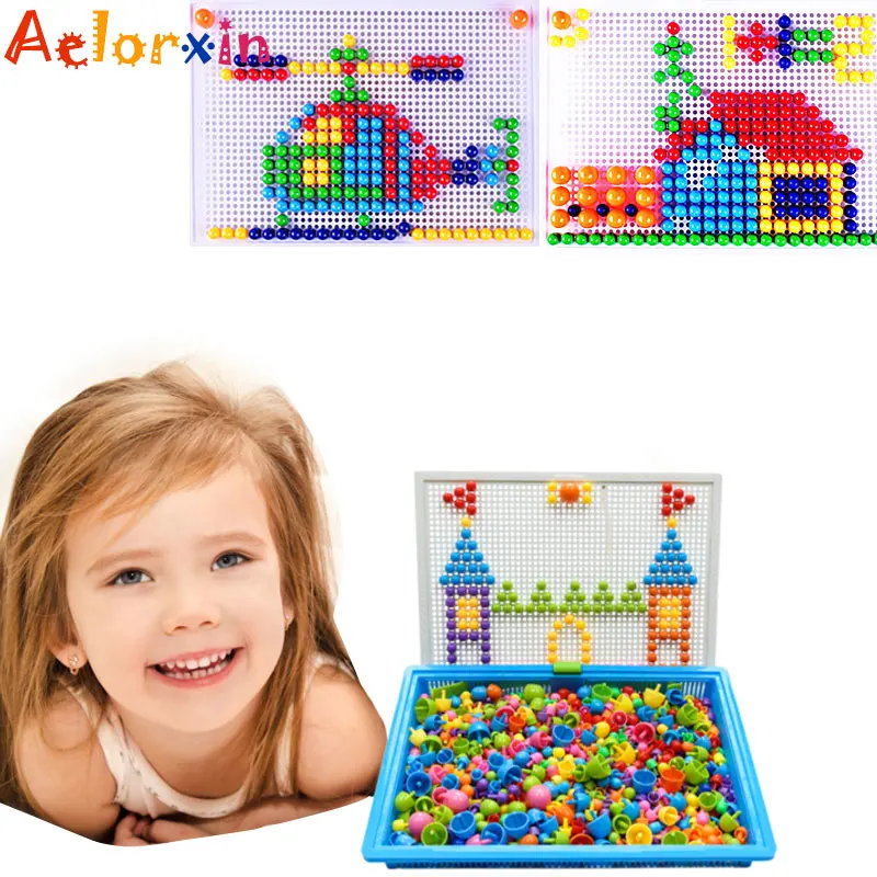 

296Pcs Mushroom Nail Intelligent 3D Puzzle Games DIY Intellectual Mushroom Nail Plastic Flashboard Children Toys Educational To