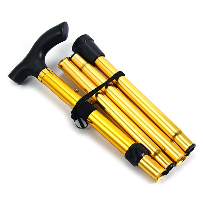 Алюминий сплав Трость для кемпинга 4-секционный Регулируемый Открытый Кемпинг Пеший Туризм альпинистские палки для ходьбы, трекинга полюс 6 цветов - Цвет: Gold Tone