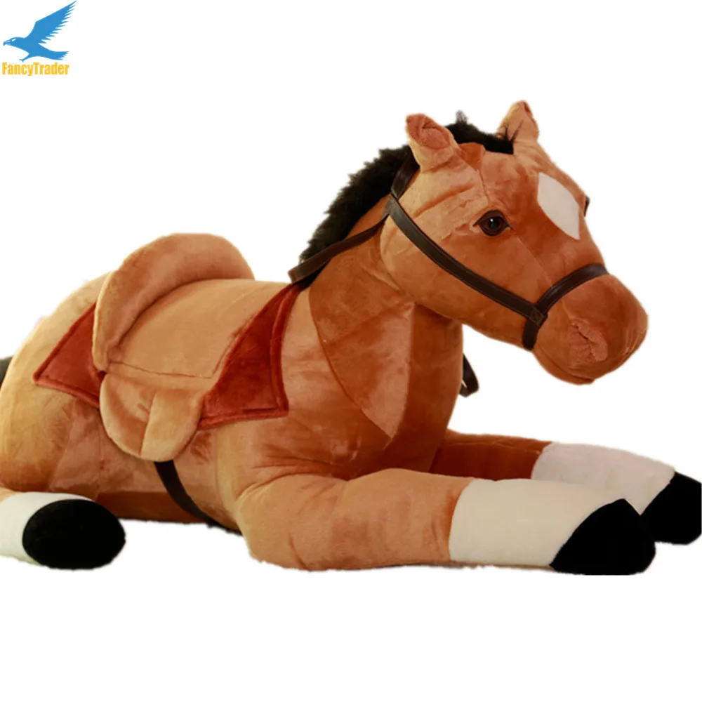 CGDX Grande Taille Simulation Animale 70x40cm Cheval Peluche poup/ée encline pour Cadeau danniversaire 70cm Blanc