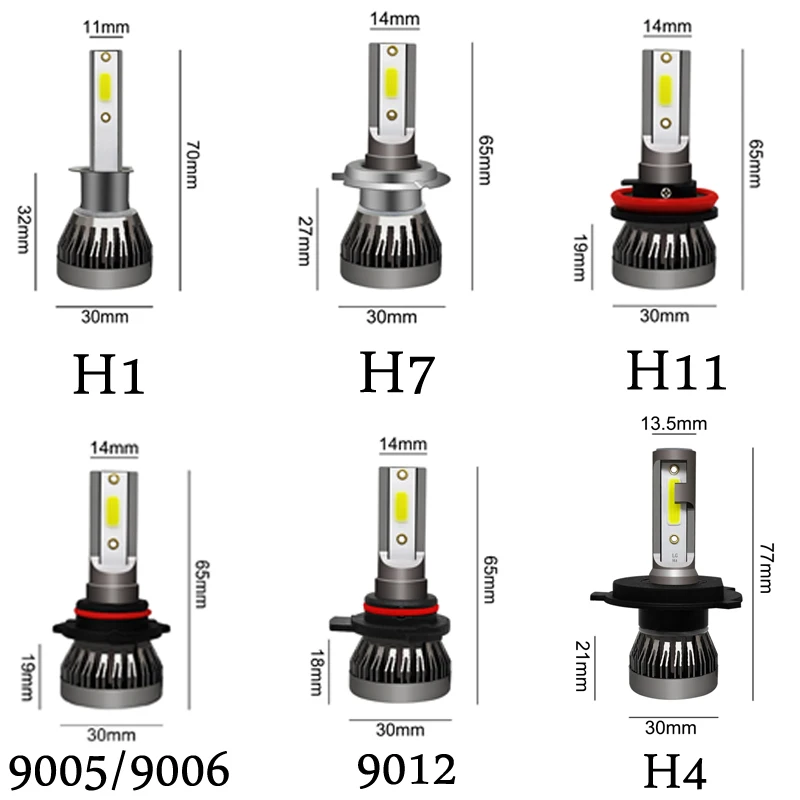 FLYCAR новые мини удара светодиодный головной светильник лампочка H7 светодиодный H4 H1 H8 H11 9005/HB3 9006/HB4 9012/HIR2 Автомобильный светодиодный налобный фонарь Автомобильная Противо-Туманная светильник 6000K