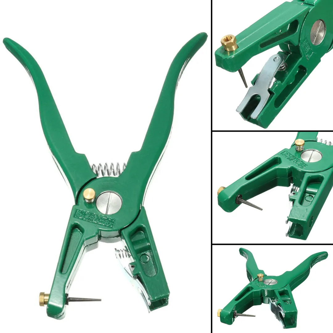 DWZ Green Cow Livestock Animal Ear Tag Plier Applicator Puncher Tagger Tool