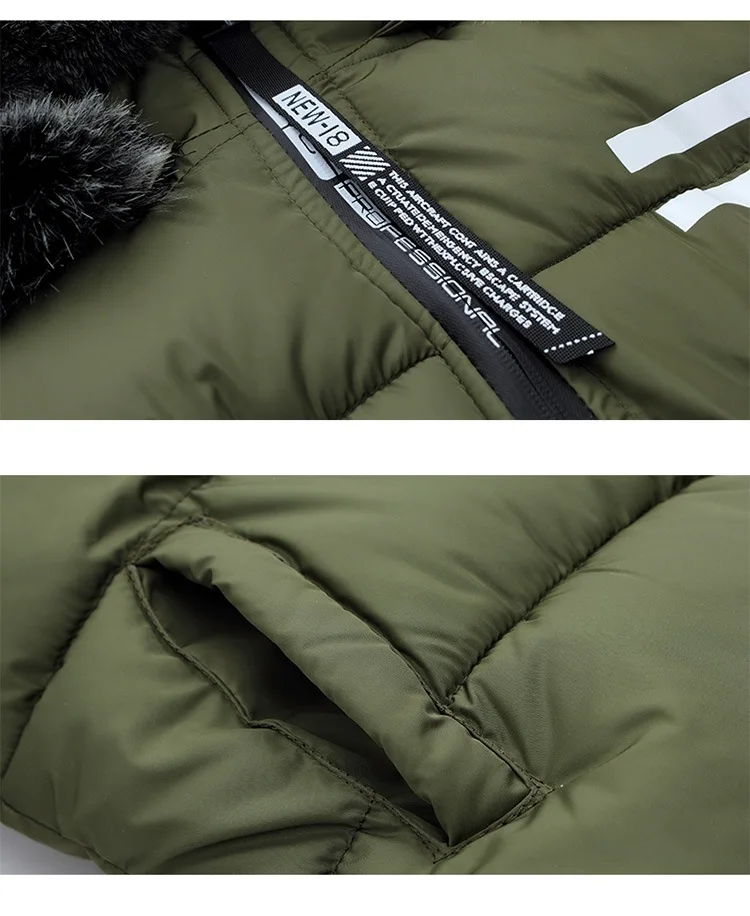 Children Winter Warm Jackets Boys Big Fur Collar Hooded Cotton Jacket Children Casual Thickenging Outerwear Coats