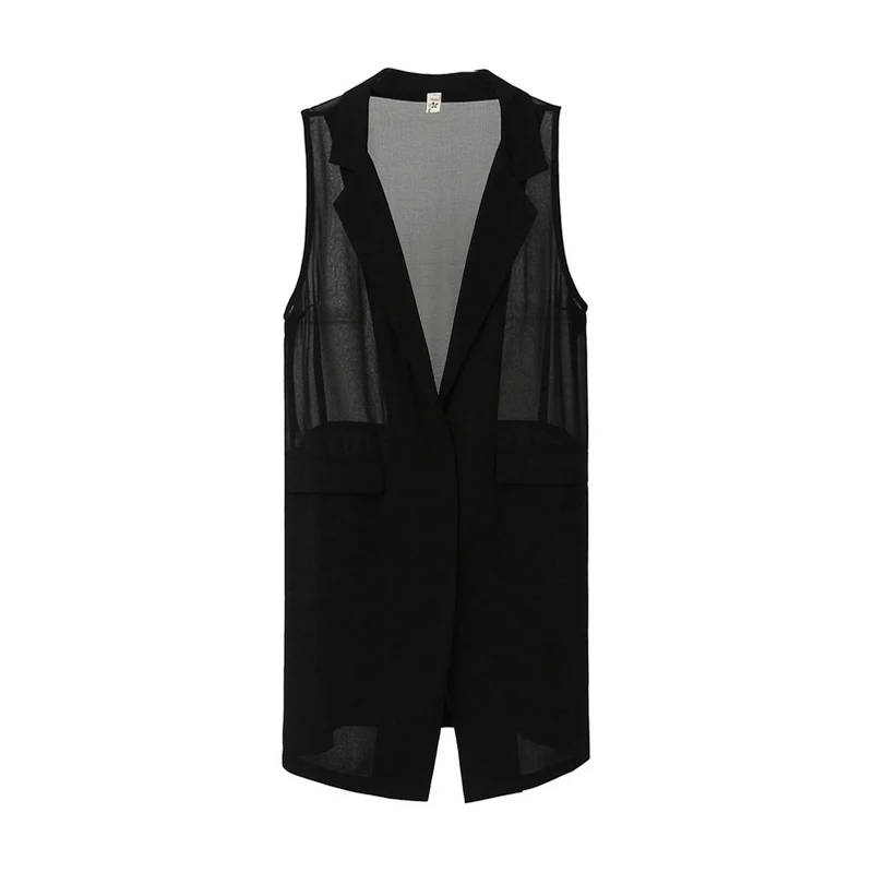 Spring Summer Women Solid Chiffon Vest Cardigan Casual Thin Slim