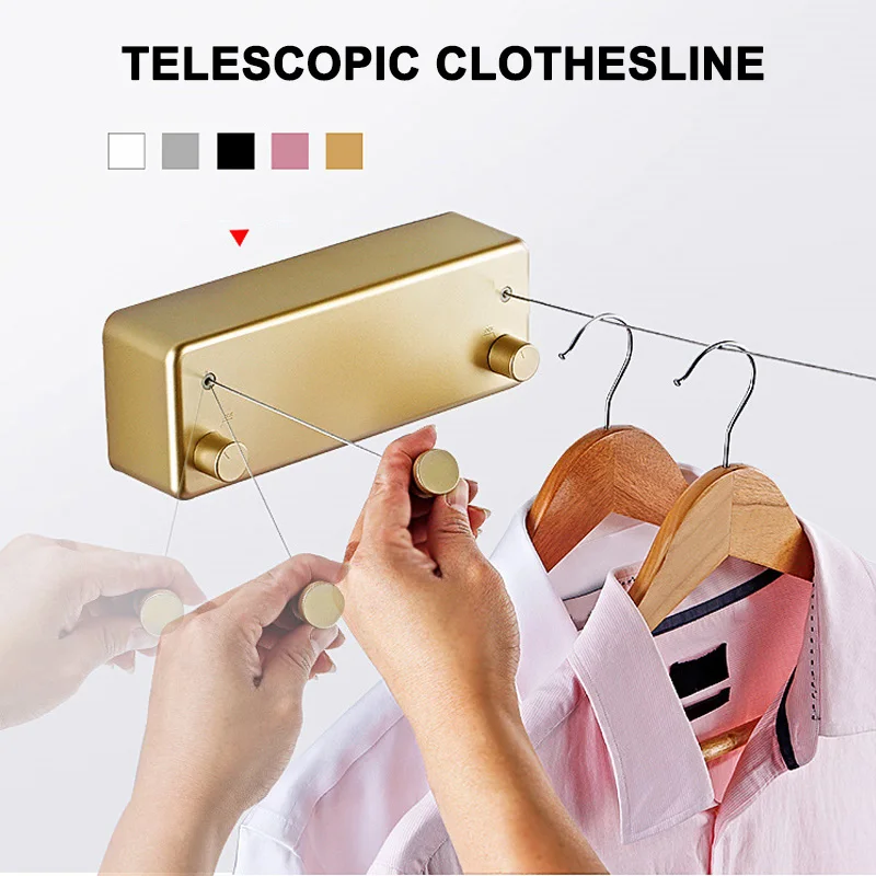 

Household Telescopic Stainless Steel Clothesline Non Drill Invisible Clothes String LO88