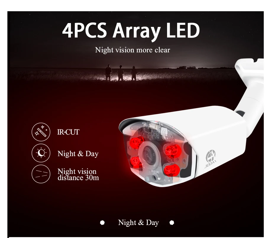 JOOAN уличная камера безопасности AHD 2.0MP 323+ V30E 4 массива светодиодов CCTV камера с OSD меню ночного видения Bullet Camare