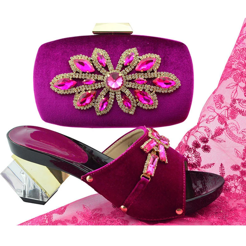 Hoge Kwaliteit Afrikaanse Bruiloft Schoenen en Tas Set Versierd met Rhinestone Vrouwen Jurk Schoenen Open Teen Slip op Dame Party pompen Hoge Kwaliteit Afrikaanse Bruiloft Schoenen en Tas Set Versierd met Rhinestone Vrouwen Jurk Schoenen Open Teen Slip op Dame Party pompen