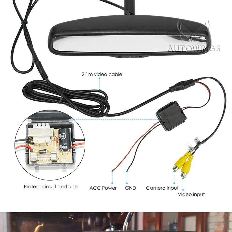 Специальный кронштейн HD 800*480 4,3 дюймов TFT цифровой экран lcd Стоянкы Автомобилей автомобиля ветер Экран зеркало заднего вида внутреннее зеркало монитор видео плеер