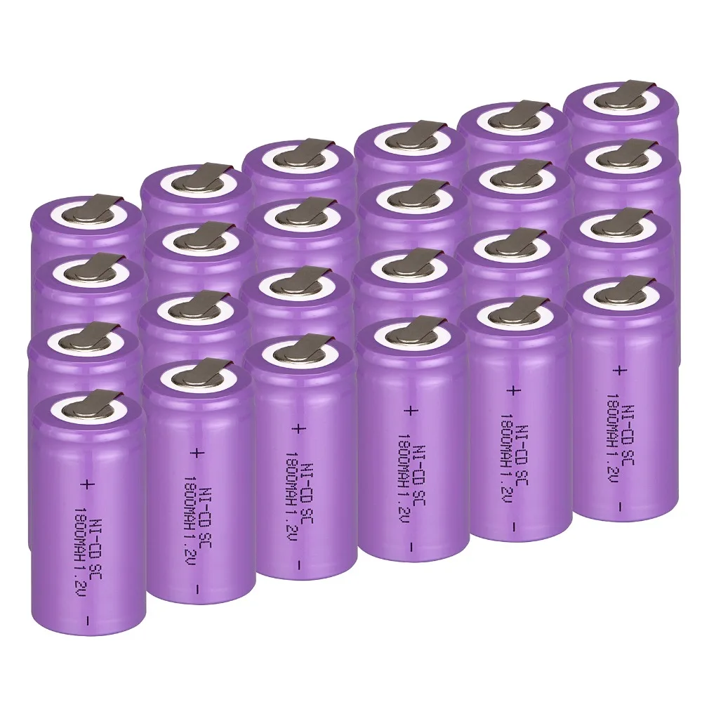 24 PCS Sub C SC battery 1.2V 1800mAh rechargeable battery Ni Cd battery