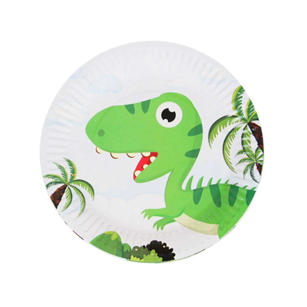 Мотив динозавра одноразовая посуда набор для дня рождения украшения мультфильм детская бумага питьевой чашки, ребенок, душ вечерние принадлежности