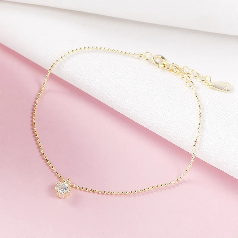 

Beads Single drill Bracelet Female 925 Sterling Silver Simplicity Temperament All-match Accessories Z6202