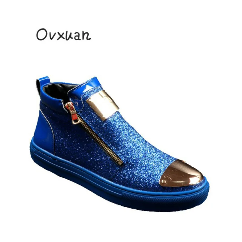 Appartements De Sneakers Hop Hommes 2019 Rue Noir Mâle Haute Chaussures À Pour Top bleu La Roulettes Hip Night Ovxuan Zip Mode Planche Royal argent Métal Club t6q8wt0