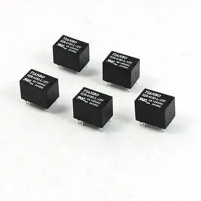 

5 Pcs DC 12V Coil 6 Pins SPDT HJR-4102-L PCB Power Relay 3A 120VAC 24VDC