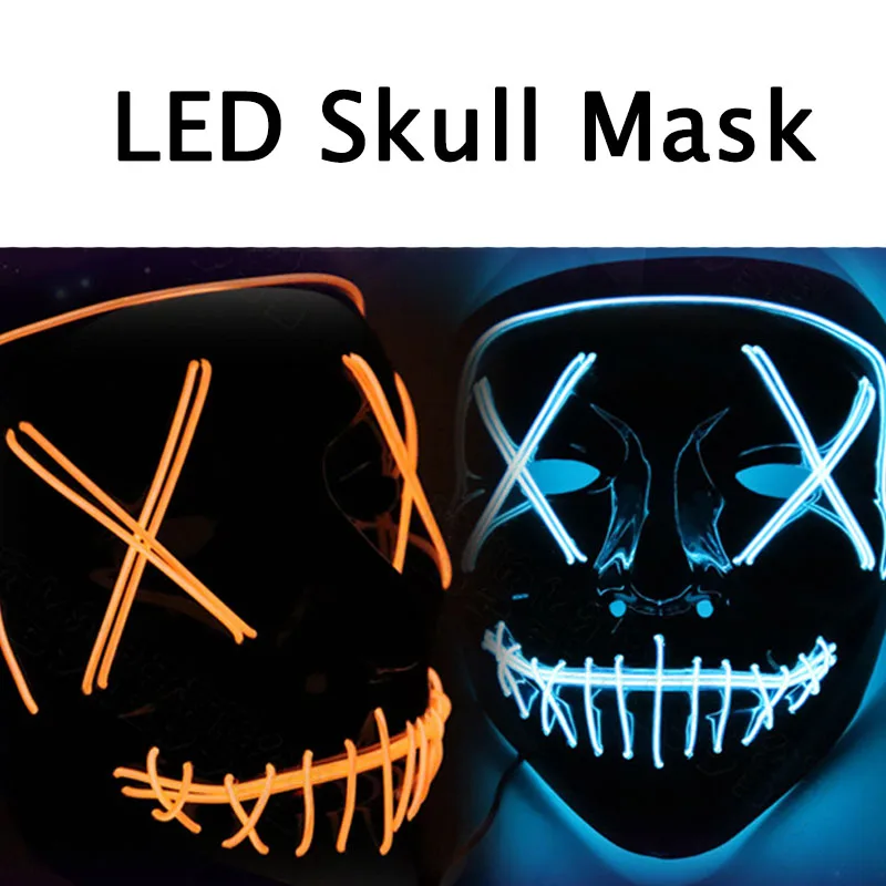 

Dropshipping Halloween Mask Light Up Party Masks The Purge Election Year Funny Masks Festival Cosplay Supplies Glow In Dark