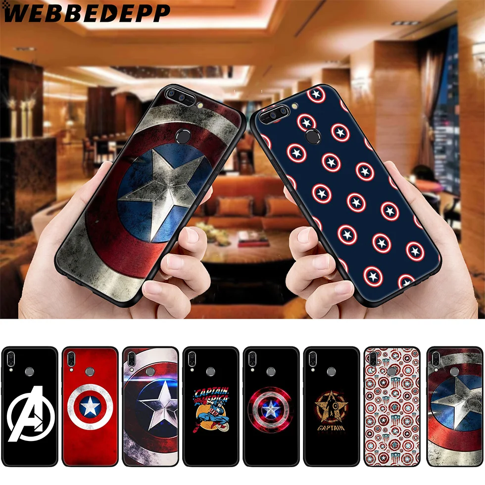

WEBBEDEPP Captain America Caps Soft Case for Huawei P8 P9 P10 P20 P30 Lite Pro P Smart Z Plus 2019 Y6 Prime 2018 2017 Lite Mini