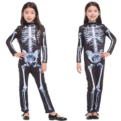 Страшный Детский комбинезон со скелетом для девочек, костюм призрака на Хэллоуин, Рождество, карнавал, маскарад, ужасная детская одежда для