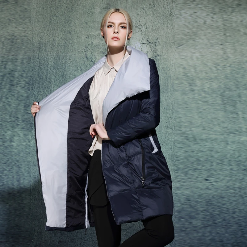 YNZZU New Winter Arrival Women Down Coat Elegant Turn-down Collar Warm Jacket New Fashion Brand High Quality Thick Outwear O026