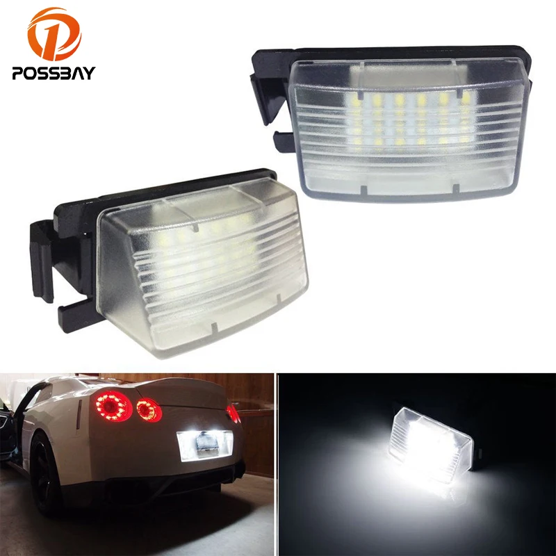 POSSBAY White 18 LED Car Number License Plate Light Lamp for Nissan