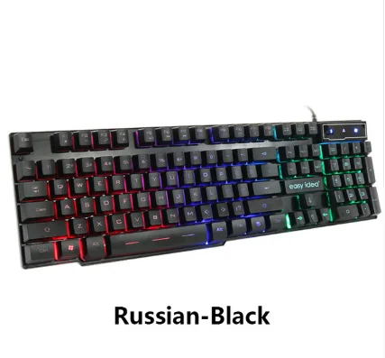 Проводная игровая клавиатура имитация механической клавиатуры 104 keycaps RGB клавиатура с подсветкой Клавиатура с русским шрифтом эргономичная компьютерная клавиатура - Цвет: Russian keyboard