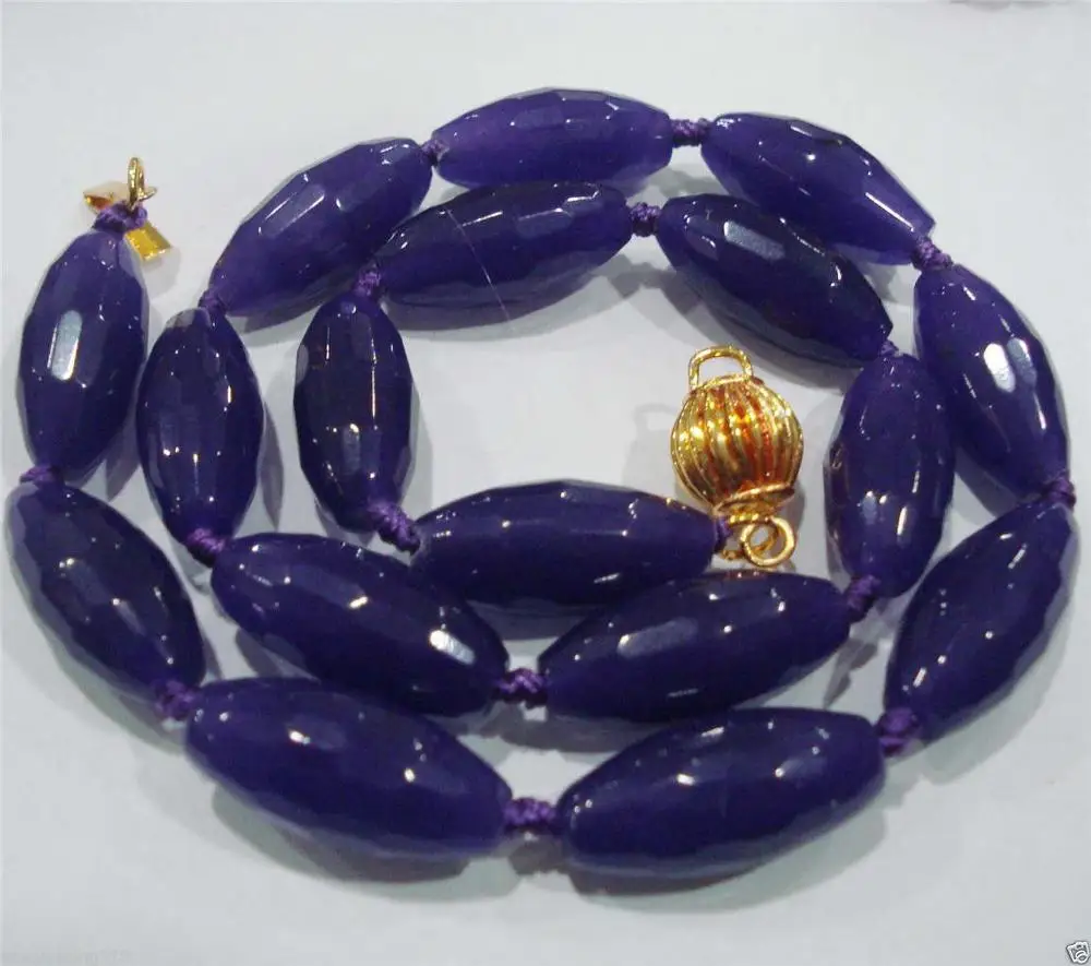 

RARE !10x22mm STUNNING HUGE FACETED AMETHYST NECKLACE