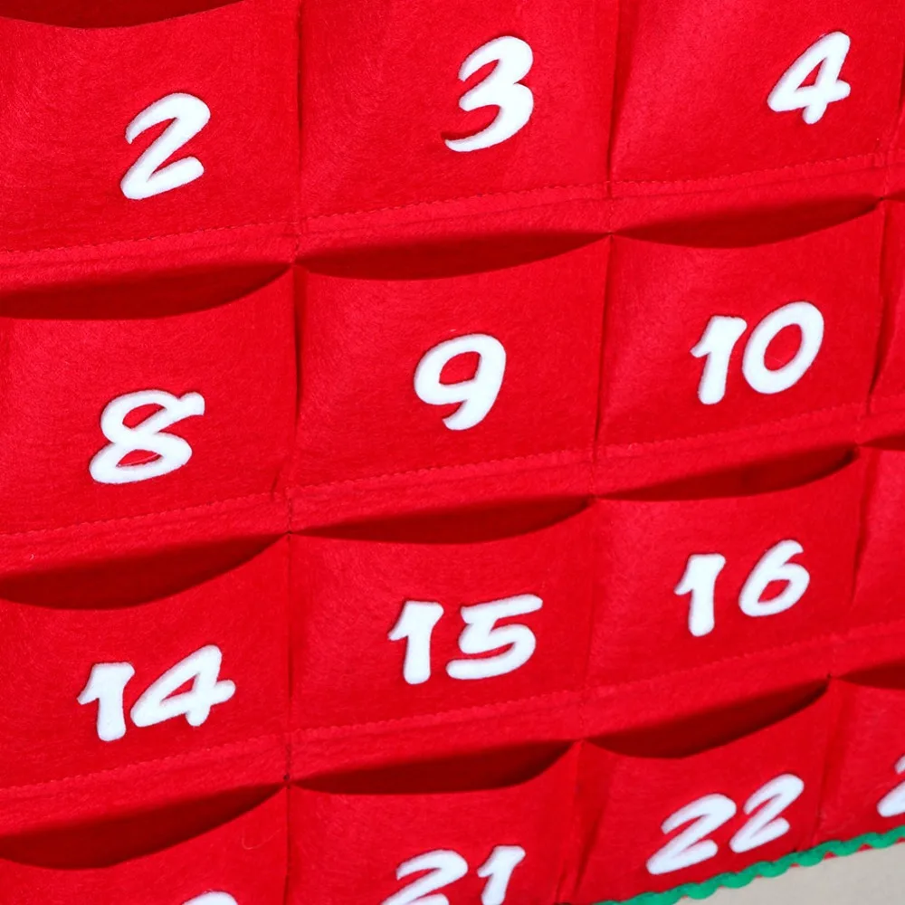 OurWarm Дата 1-24 подвесной Рождественский Адвент календарь DIY Войлок Рождественская елка обратный отсчет календарь с карманами подарок на год украшения
