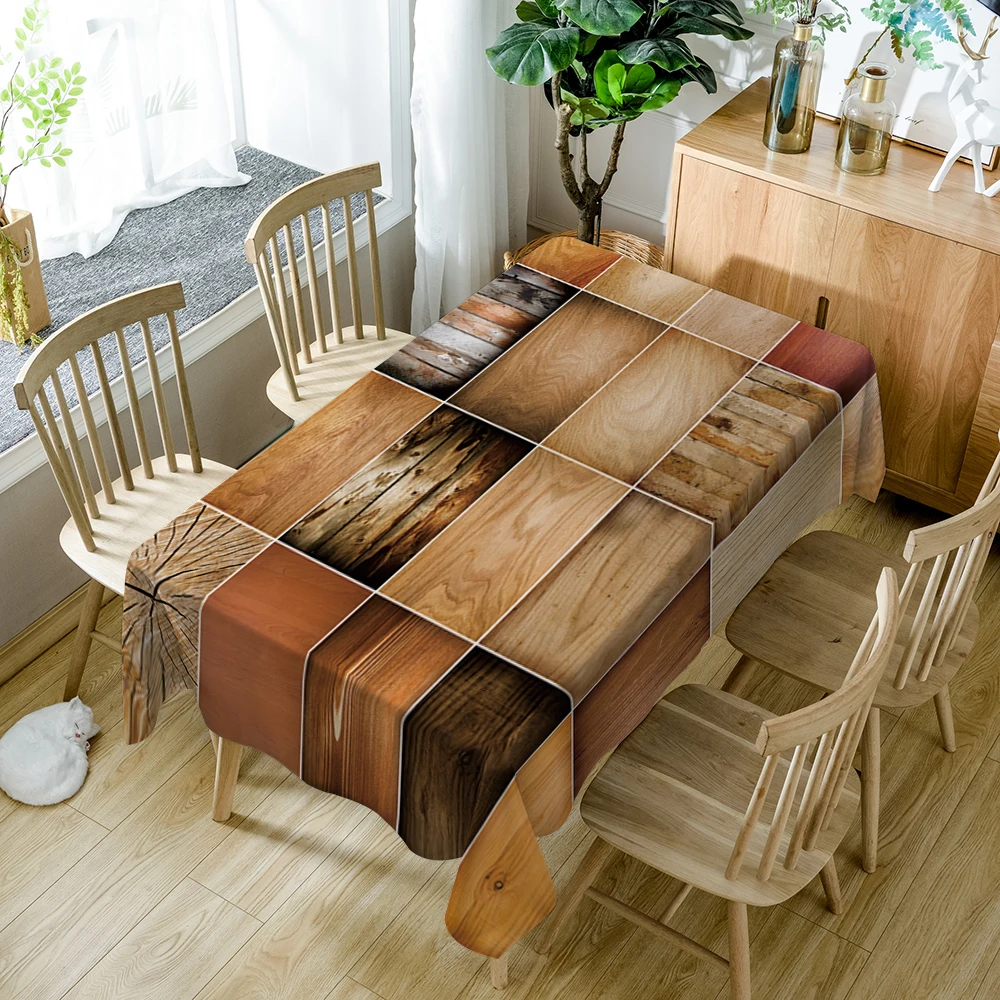 Najtaniej Geometryczne paski tkanina poliestrowa obrus 3D czarno szary wzór Splice zagęścić zmywalny prostokątny stół do kuchni