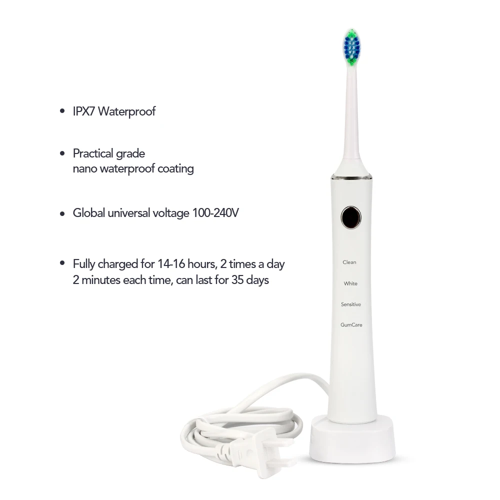 

Adults Sonic Electric Toothbrush 4 Modes Rechargeable Ultrasonic Teeth Tooth Brush Personal Care Appliances Deep Cleaner 4 Heads