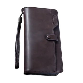 

Men's Bag Retro Zip Solid Color Clutch Long Multi Card billetera hombre monedero hombre organizador tarjetas mens wallets