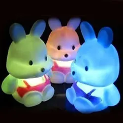7 светодио дный цветов маленький светодиодный кролик ночник Животное Мультфильм декоративная лампа для детей подарок прикроватная