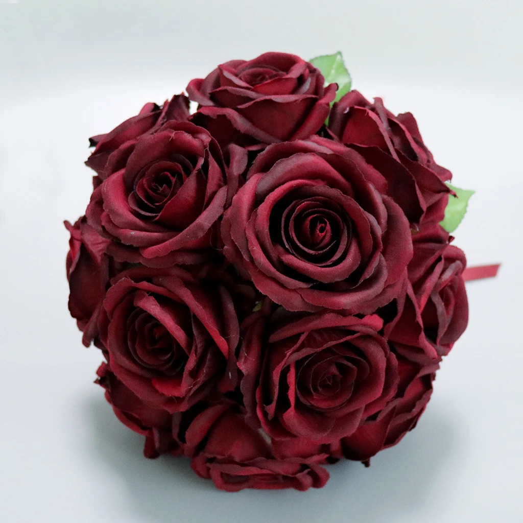 Роскошная роза Свадебный букет Шелковый цветок Свадебная вечеринка фото реквизит красное вино