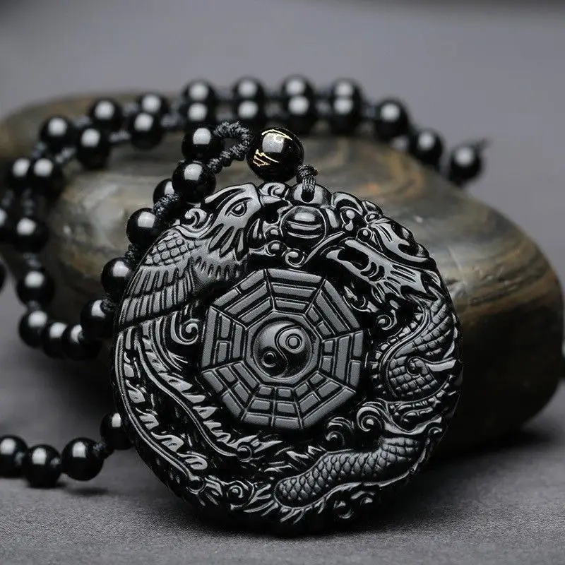 Men's Natural Handmade TaiJi BaGua Lucky Pendant Beads Chain Necklace A | Украшения и аксессуары
