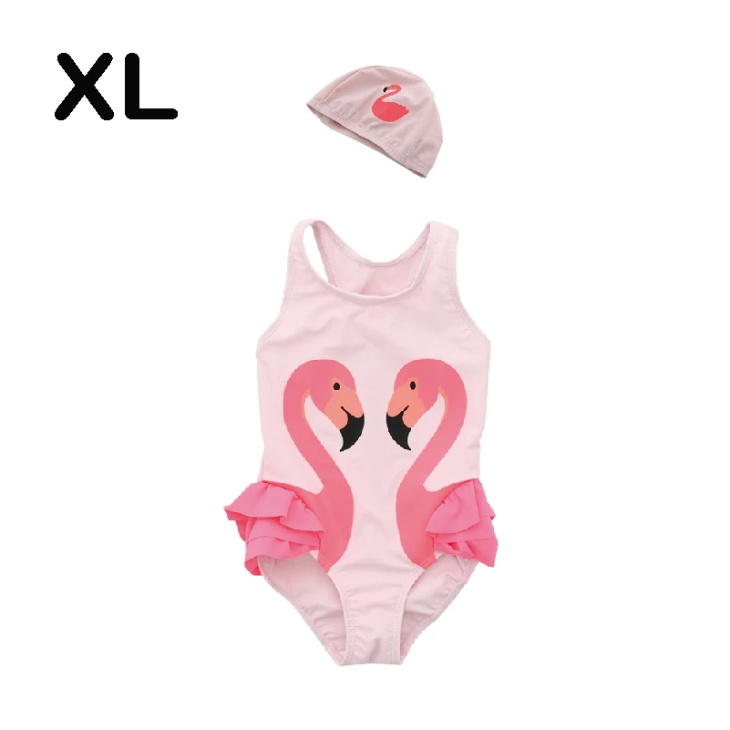 Детская одежда детские Обувь для девочек дети бикини One-Piece пляжная одежда купальник милый лебедь Фламинго печатных Купальники для малышек детская Костюмы - Цвет: XL